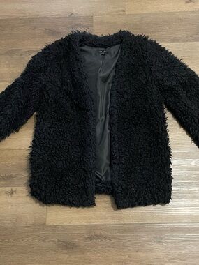 Women's whimsigoth Black Faux Shearling Teddy Coat